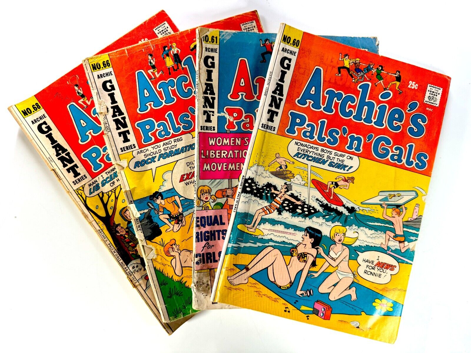 ARCHIE'S PALS 'N' GALS (1970-72) #60 61 66 68 BETTY VERONICA Reader Lot