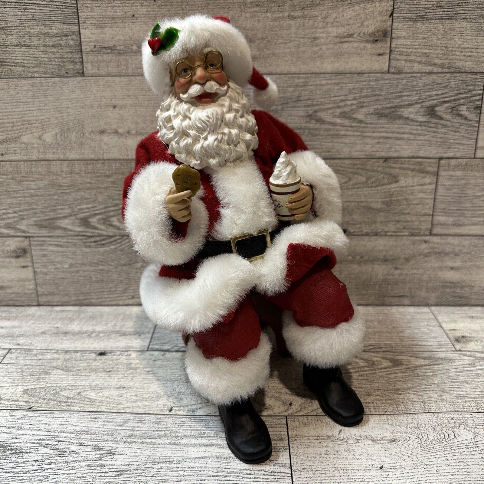 Sitting Santa w/ Cookie & Cocoa 8x5” Lifelike