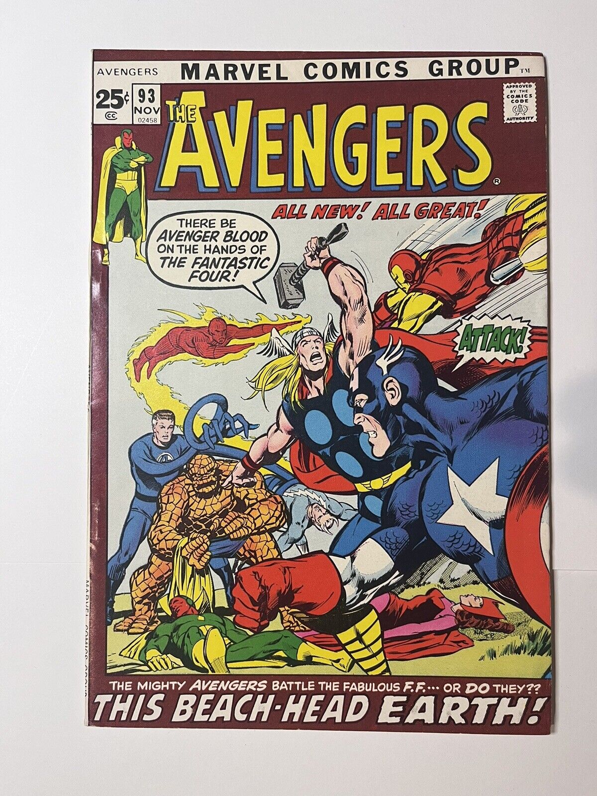 The Avengers #93 NM/VF Neal Adams Ant-Man Kree Skrull War 1971 Marvel Comics