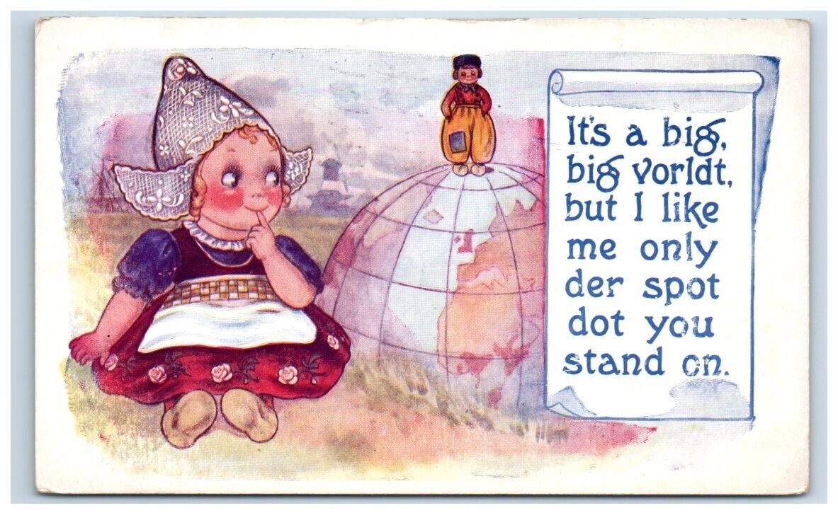 Dutch Kids Comic Themed Vintage Postcard Divided Back 1934 Posted Blamforth