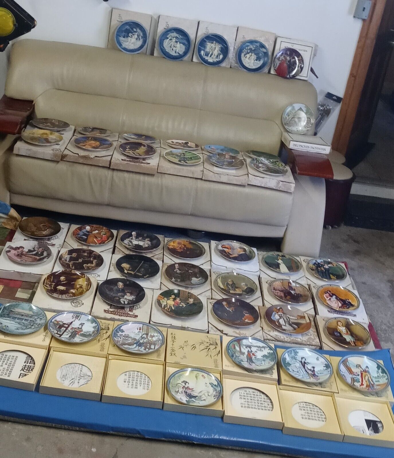43 Vintage Plate collections Boxes with Paperwork *Norman Rockwell, Knowles ect.