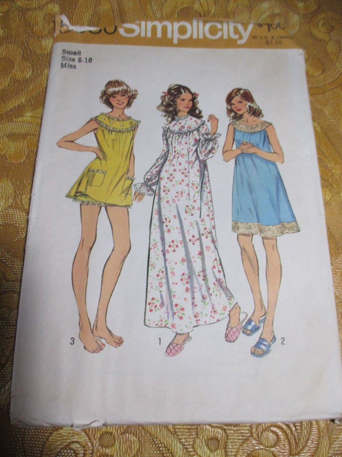 Vtg 70s Simplicity 5030 Coquette Nightgown Bloomers Sewing Pattern Miss 8-10 CUT