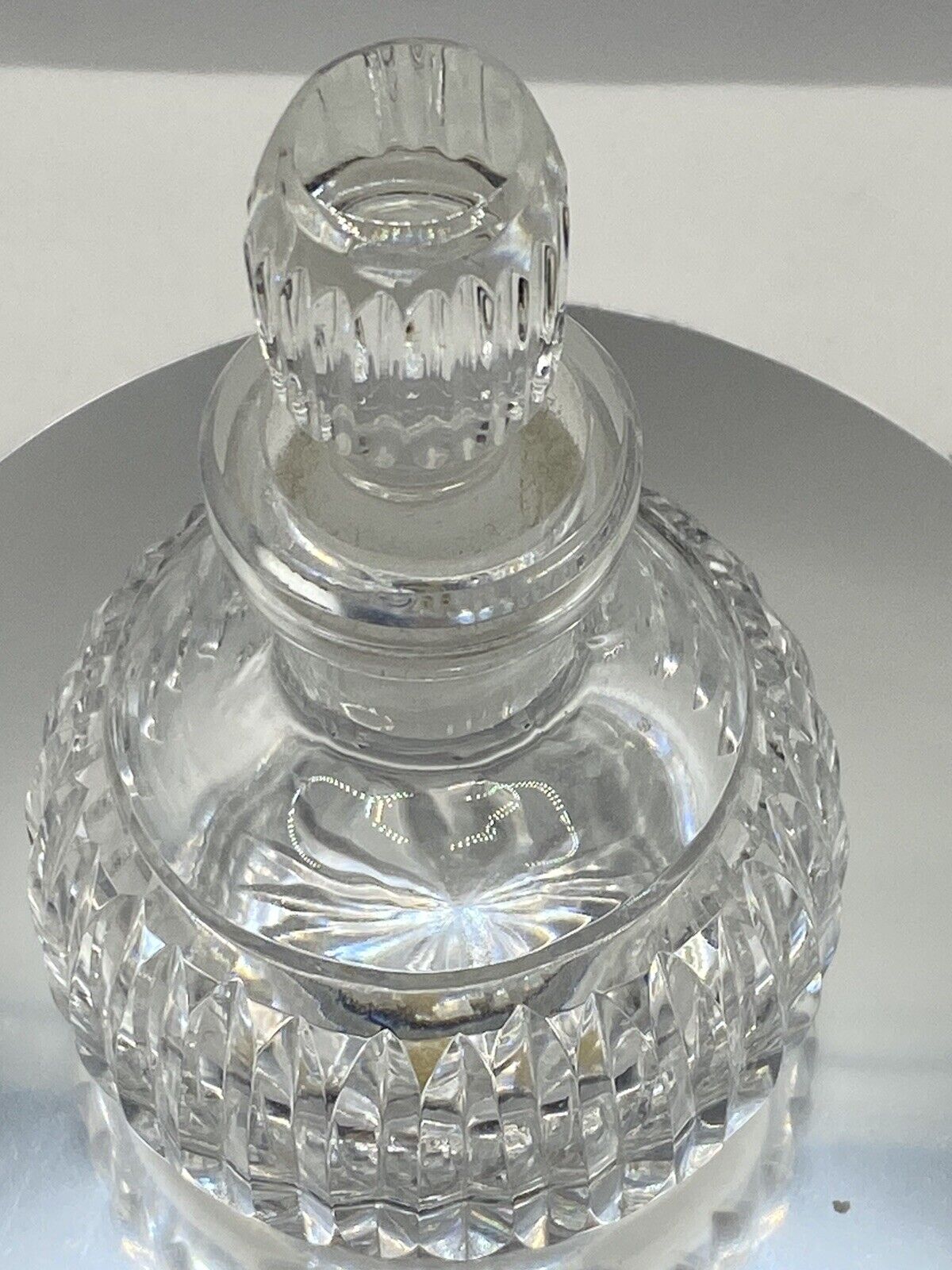 Vintage Waterford Style crystal perfume bottle Cut crystal Made In Ireland Round