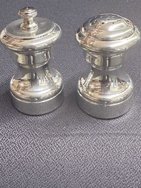BNIB EMPIRE PEWTER SALT SHAKER AND PEPPER MILL SET MADE IN ITALY - NEW OLD STOCK