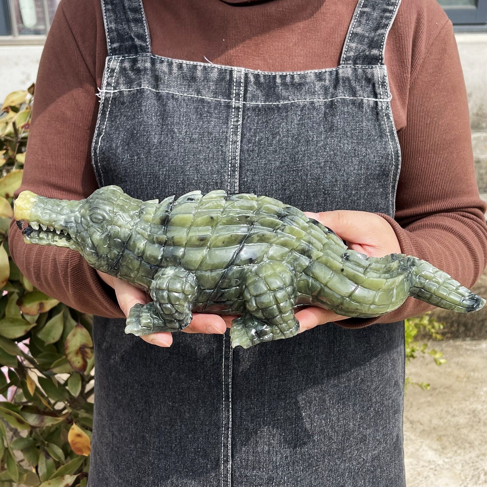 ALL 5LB Natural Jade Quartz crocodile Skull Hand Carved Crystal Reiki