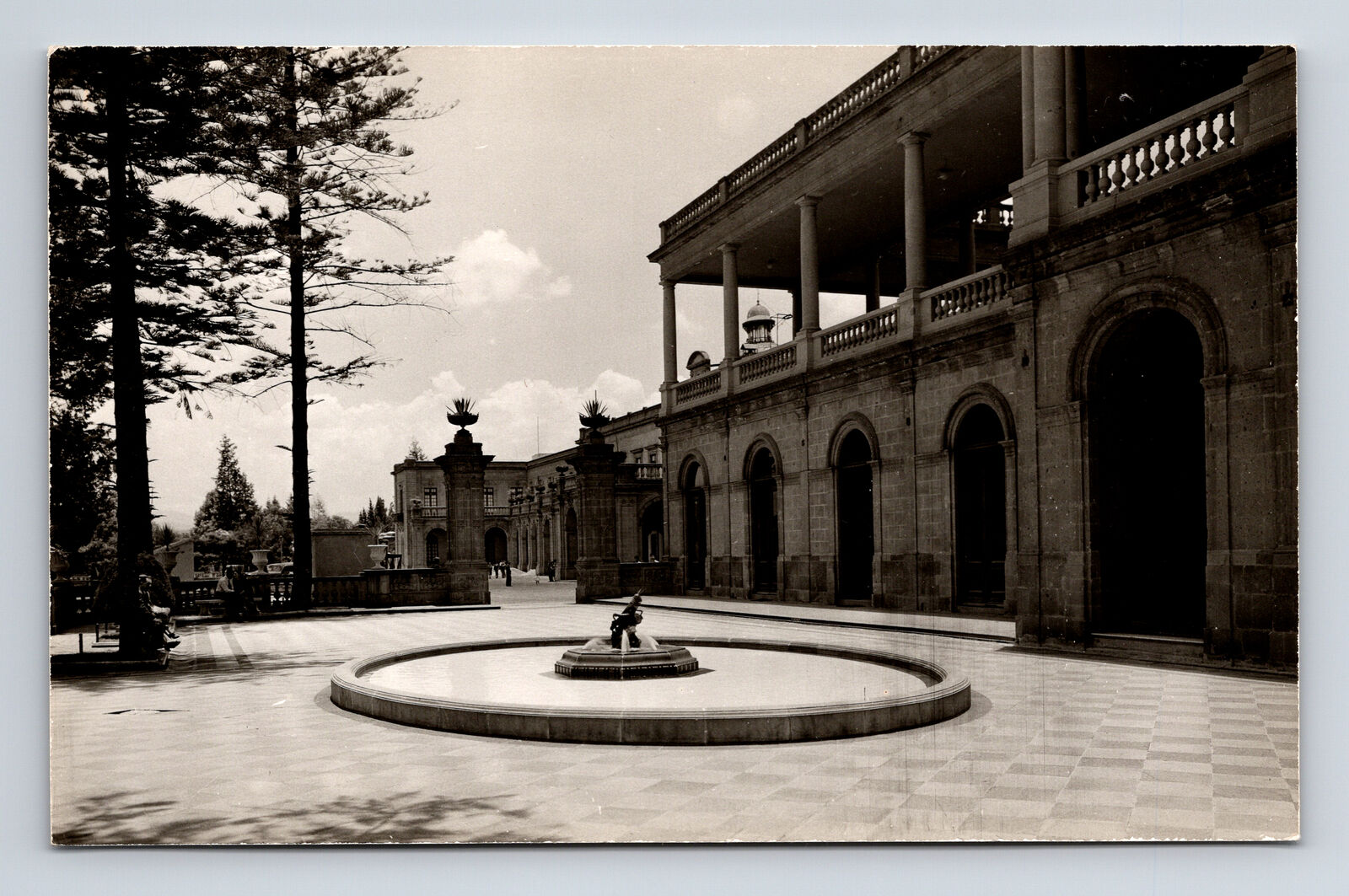 RPPC Chapultepec Castle Fountain Mexico Real Photo Postcard