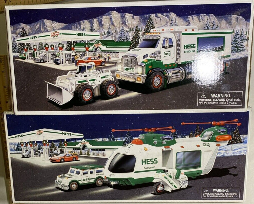 LOT Vintage Hess 2001 Helicopter Motorcycle Cruiser 2008 truck new unopened