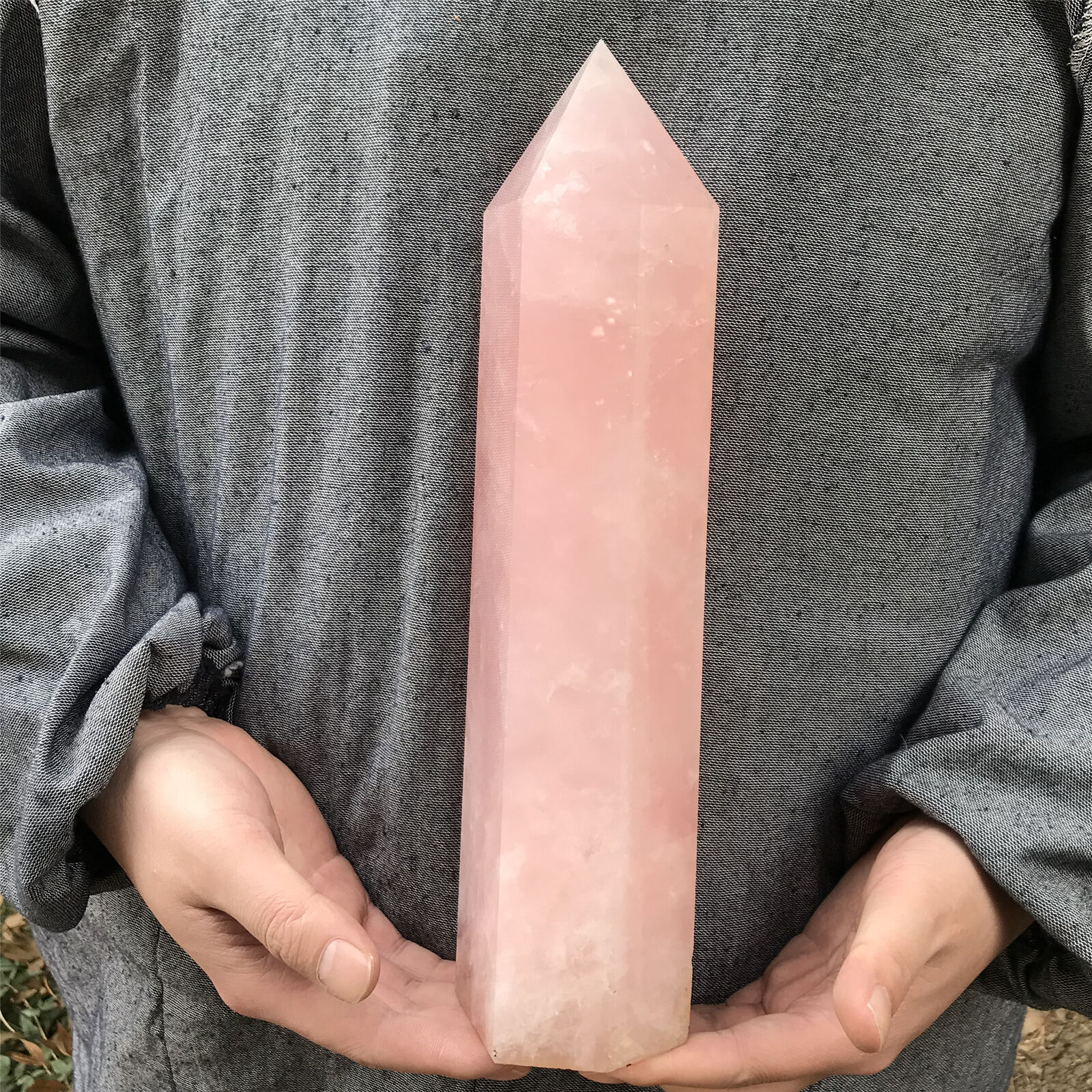 6.68LB natural pink rose quartz obelisk crystal wand point healing LY21