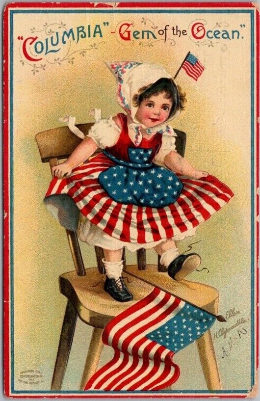 1910 Patriotic Embossed Postcard 