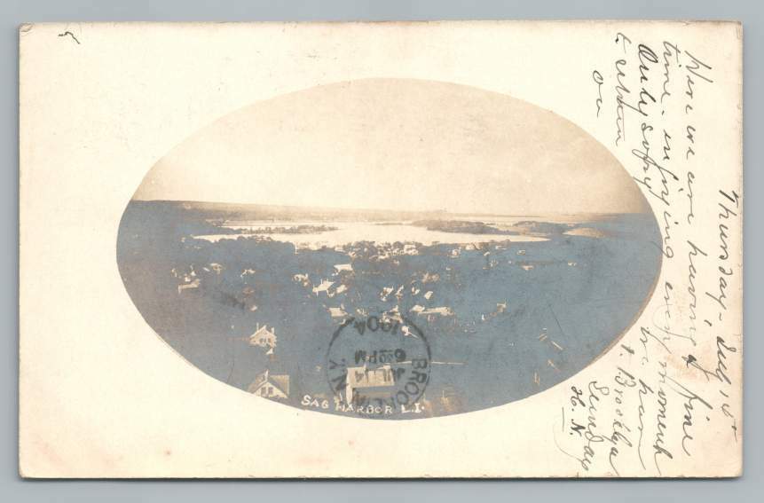 Sag Harbor RPPC Antique Hamptons Long Island Photo Postcard UDB Brooklyn 1904