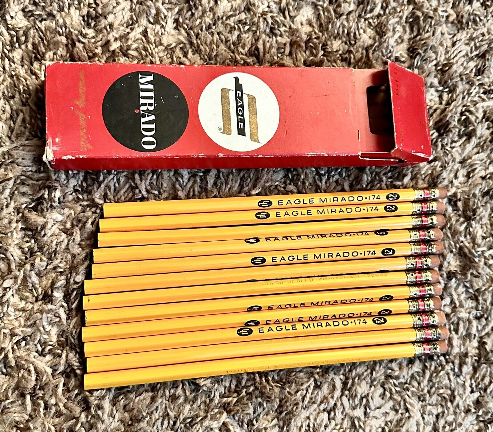 Box of 12 New Vintage Eagle Mirado #2.5 Medium Soft Pencils #174 Chem-Sealed USA