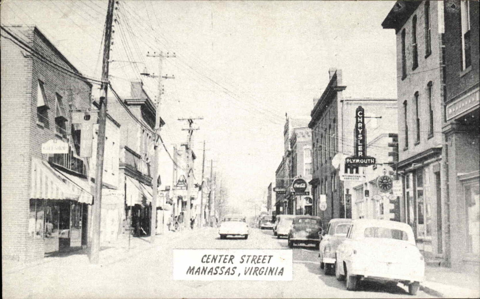 Manassas Virginia VA Center St. Street Scene SCARCE c1940s Postcard