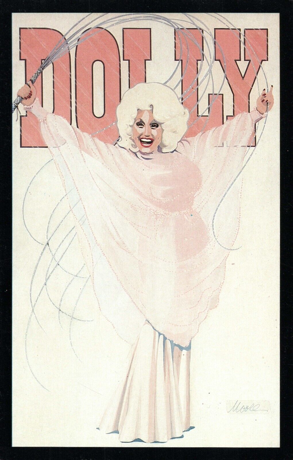 Illustration of Dolly Parton by Wells Moore for Stagelight Cosmetics NY Postcard