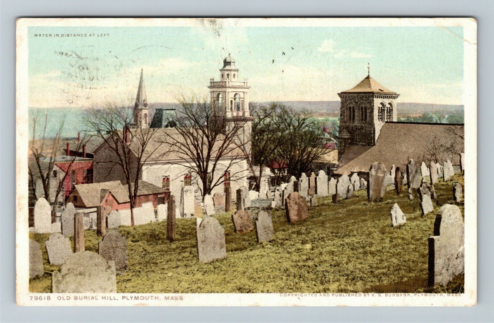 Plymouth MA, Old Burial Hill, Massachusetts c1914 Vintage Postcard