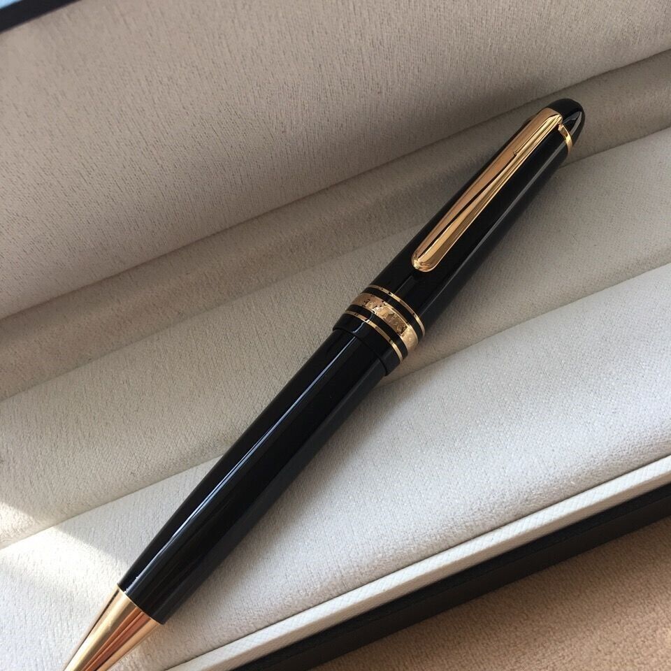 Luxury 145 Resin Series Bright Black+Gold Clip 0.7mm nib Ballpoint Pen