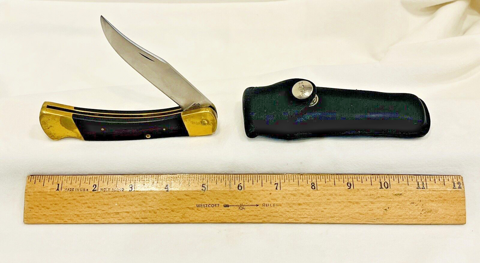 Vintage Buck 110 Folding Hunting Knife Inverted 2 Liner  1967 - 1972  USA Sheath