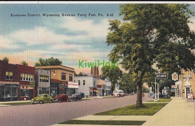 Postcard Business District Wyoming Avenue Forty Fort PA