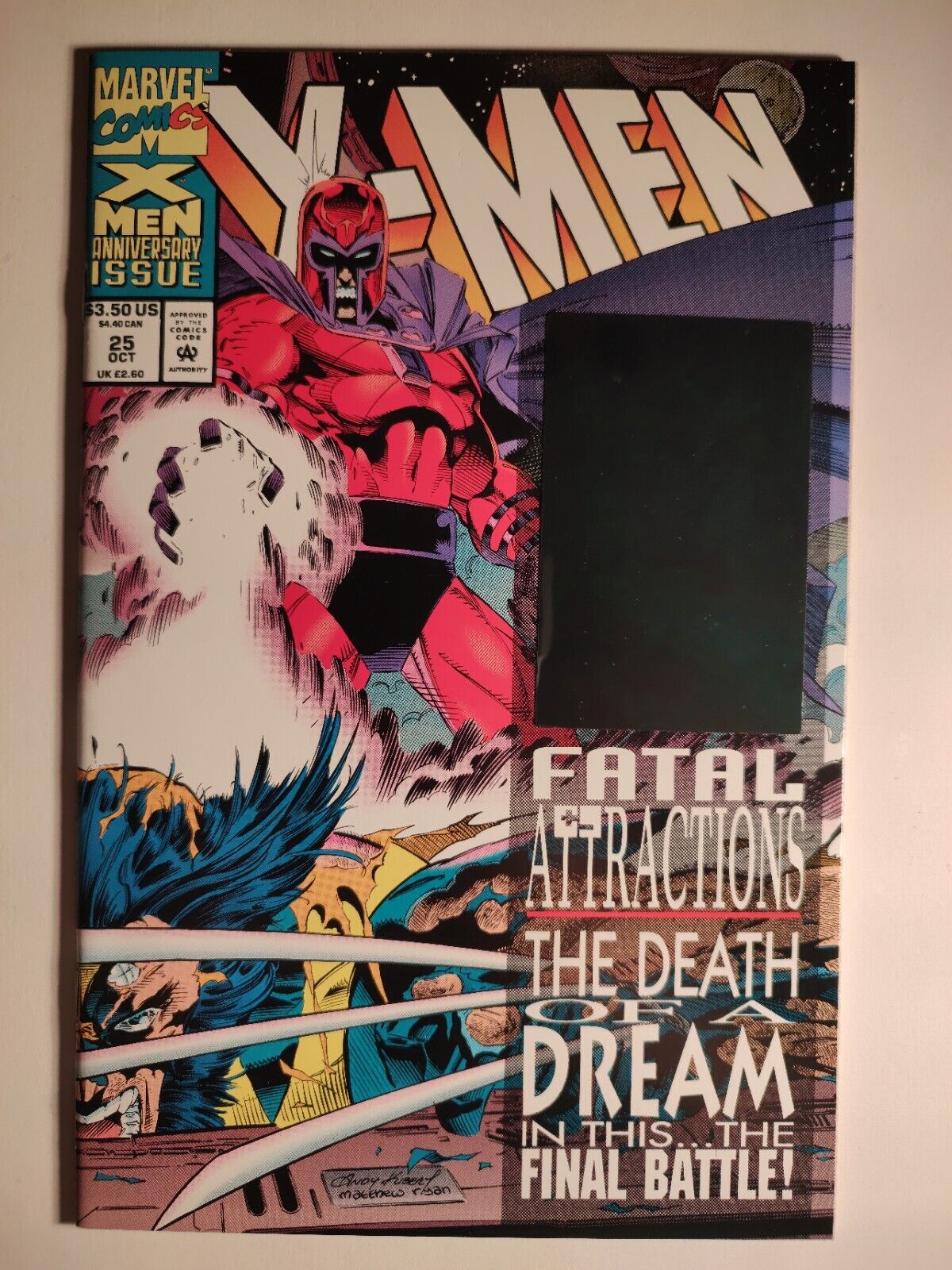 X-Men #25 Vol. 2, NM/9.4, Marvel 1993, Gambit Hologram, Wolverine Adamantium