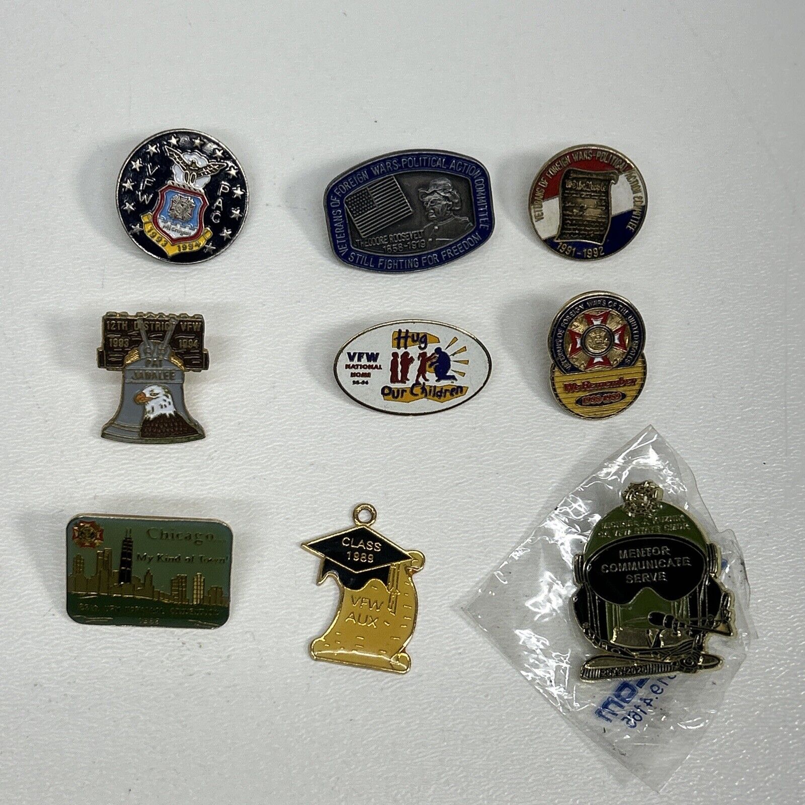 (Lot Of 9) VFW Veterans Of Foreign Wars Charm Lapels Pins