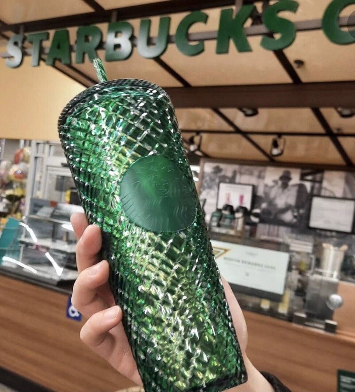 Starbucks Spring 2022 Emerald Green Jeweled Cold Cup