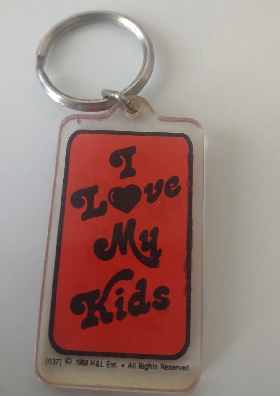 I Love My Kids Retro 1988 Plastic Keychain