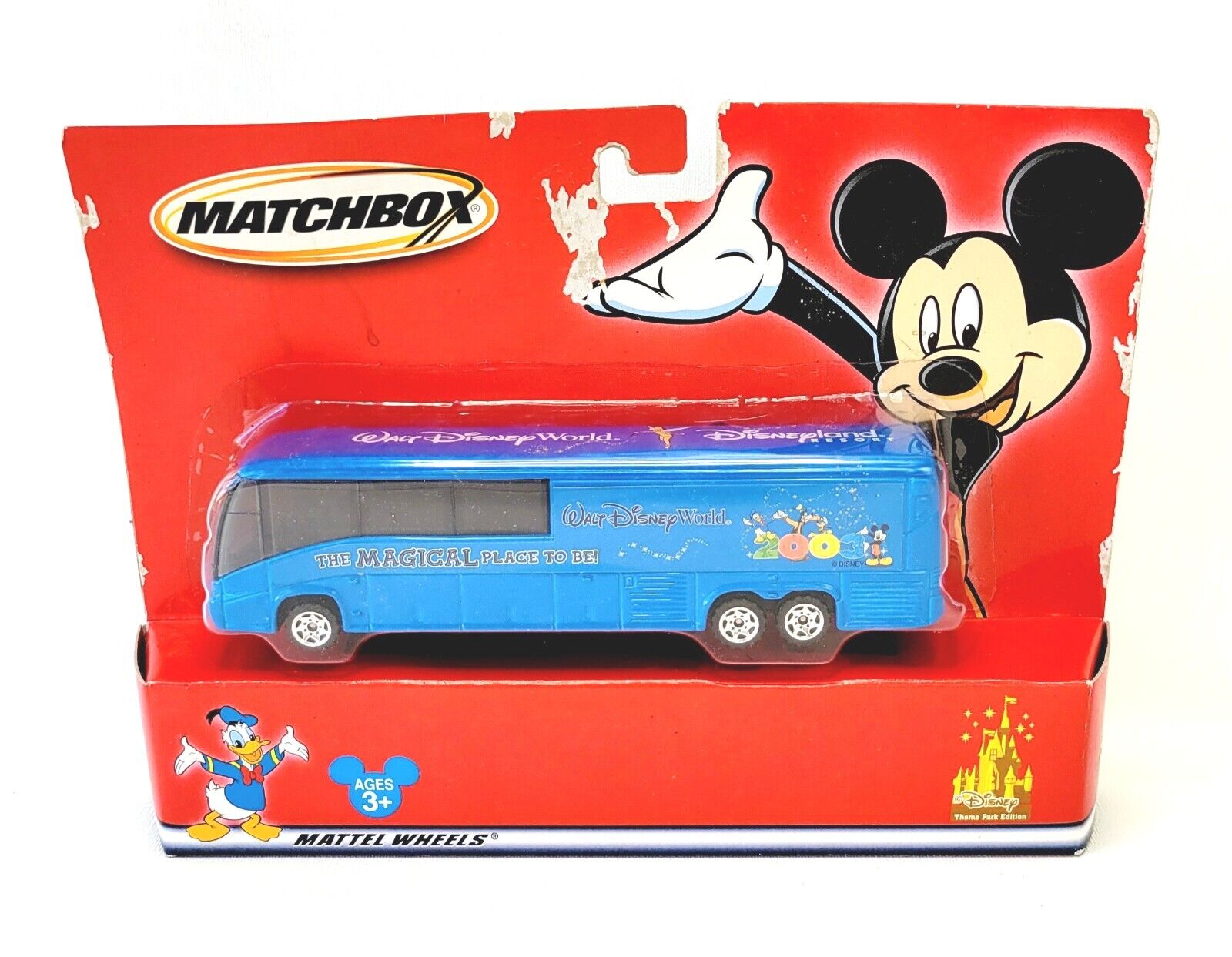 2003 Disney Hasbro WDW Theme Park Exclusive Mickey Die Cast Blue Bus Coach NIB
