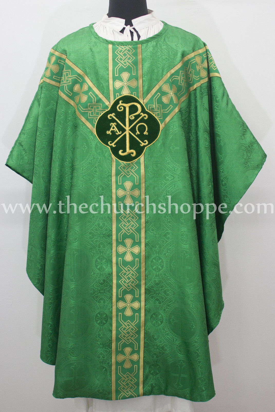 Green gothic vestment & mass and stole set ,Gothic chasuble ,casula ,casel
