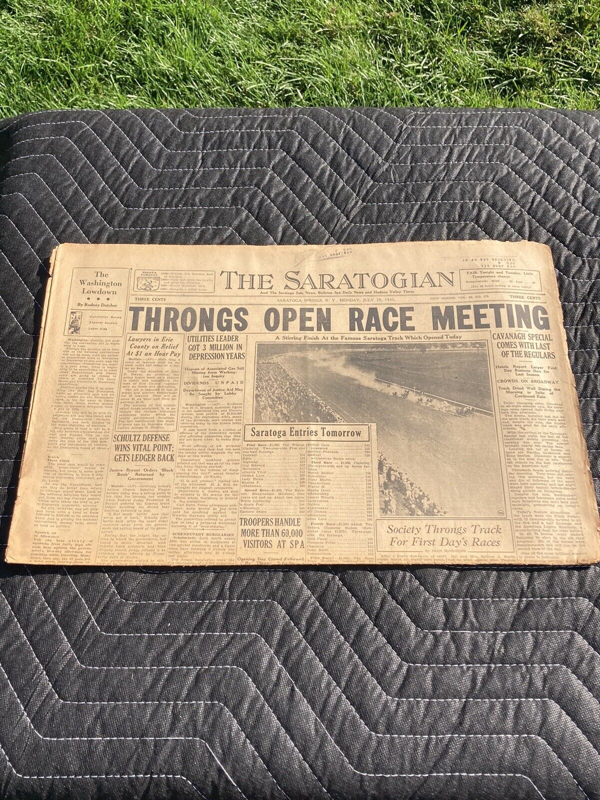 July 29, 1935 The Saratogian Newspaper “Throngs Open Race Meeting” *RARE*