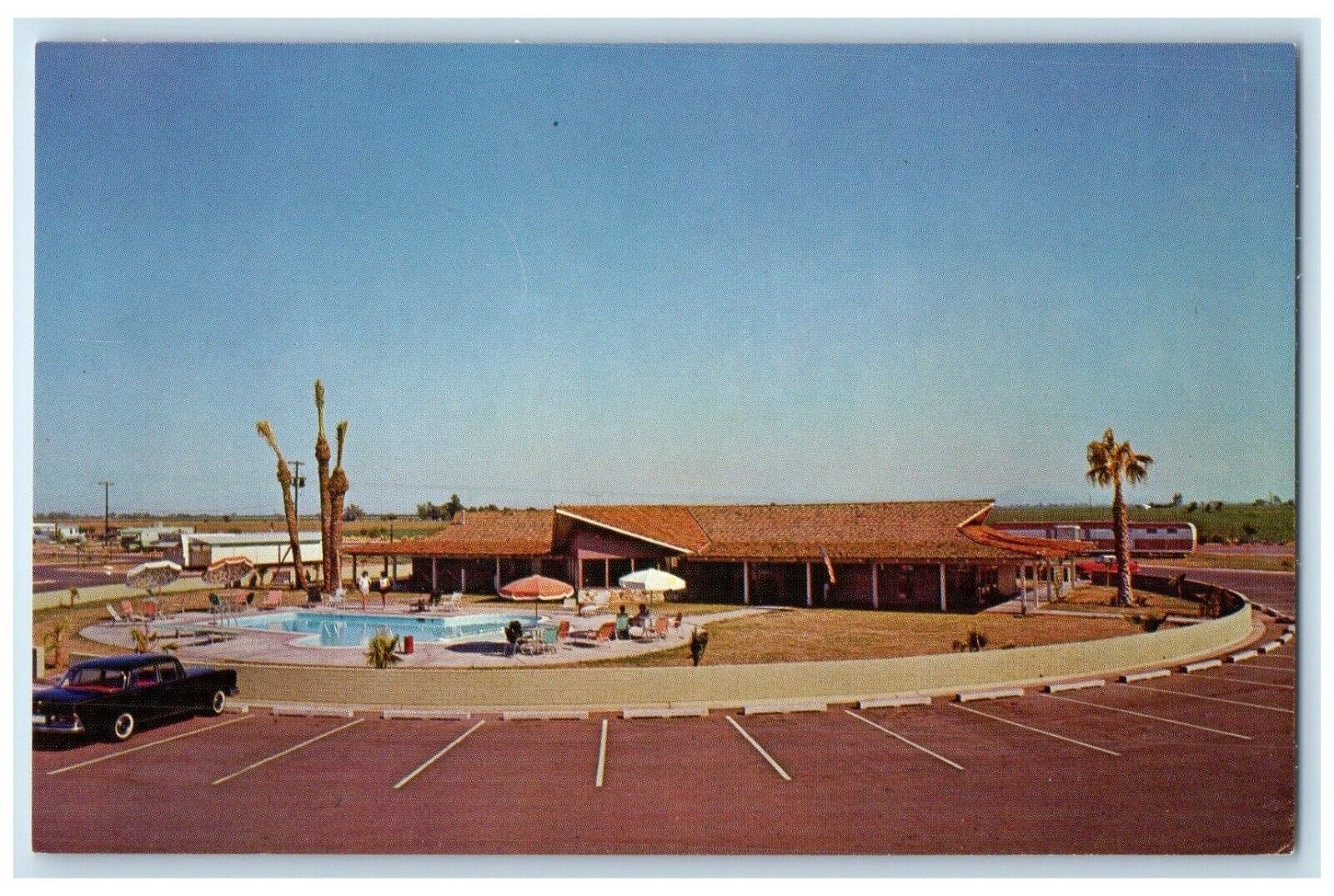 c1950's View Of Palm Gardens Mobile Manor Mesa Arizona AZ Vintage Postcard