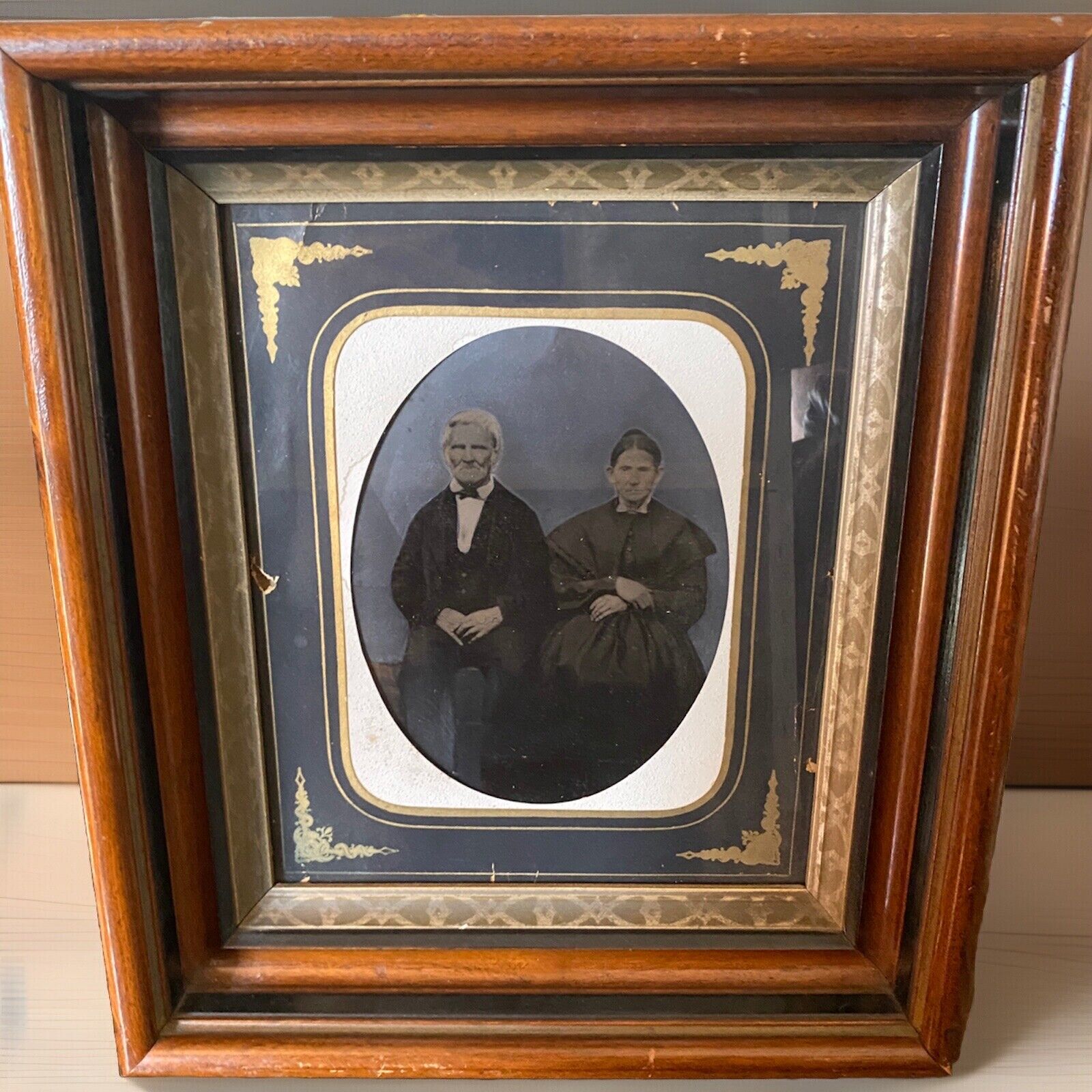 Antique Couples Portrait in Eastlake Frame