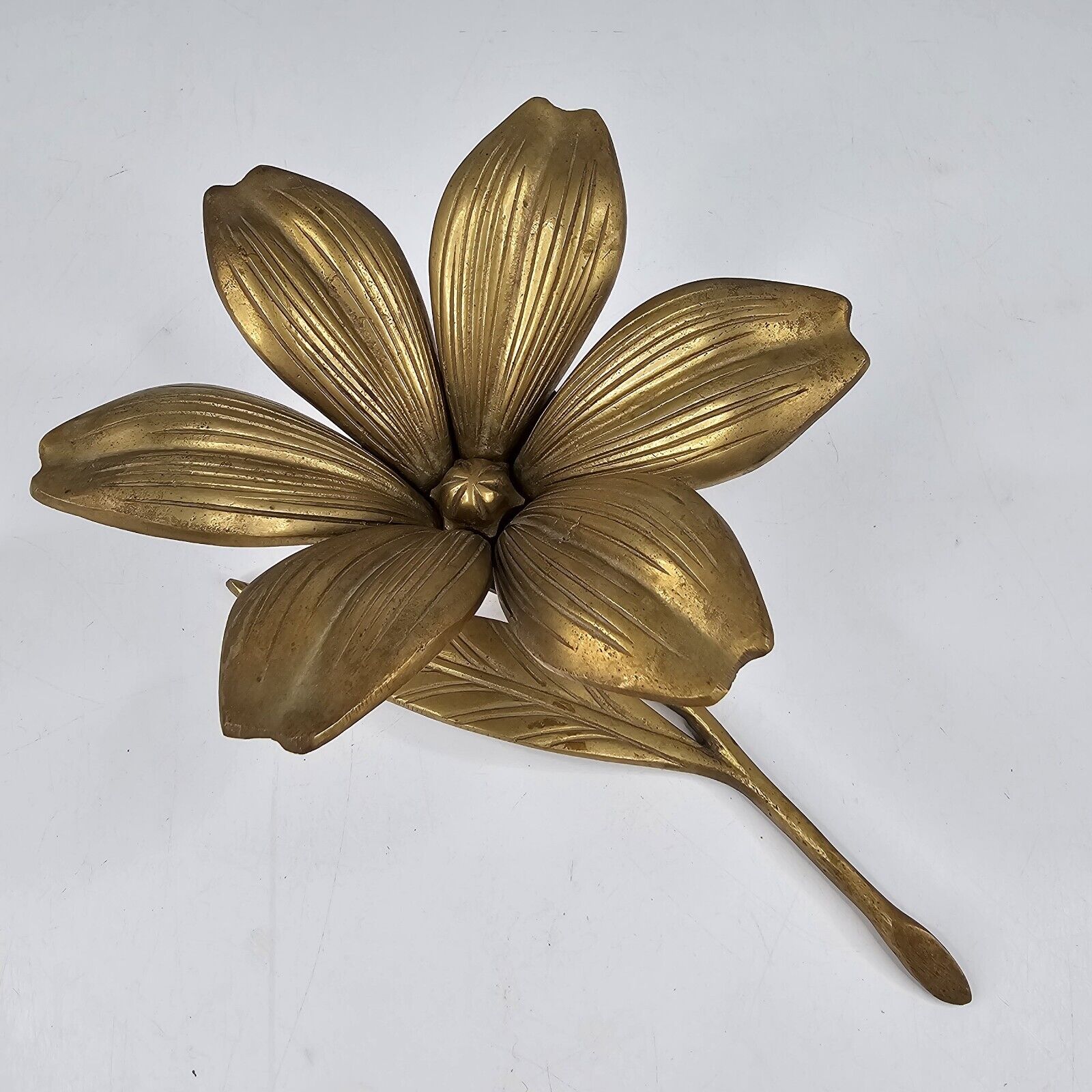 Vintage Mid Century Brass Party Flower Removable Petals Ashtray