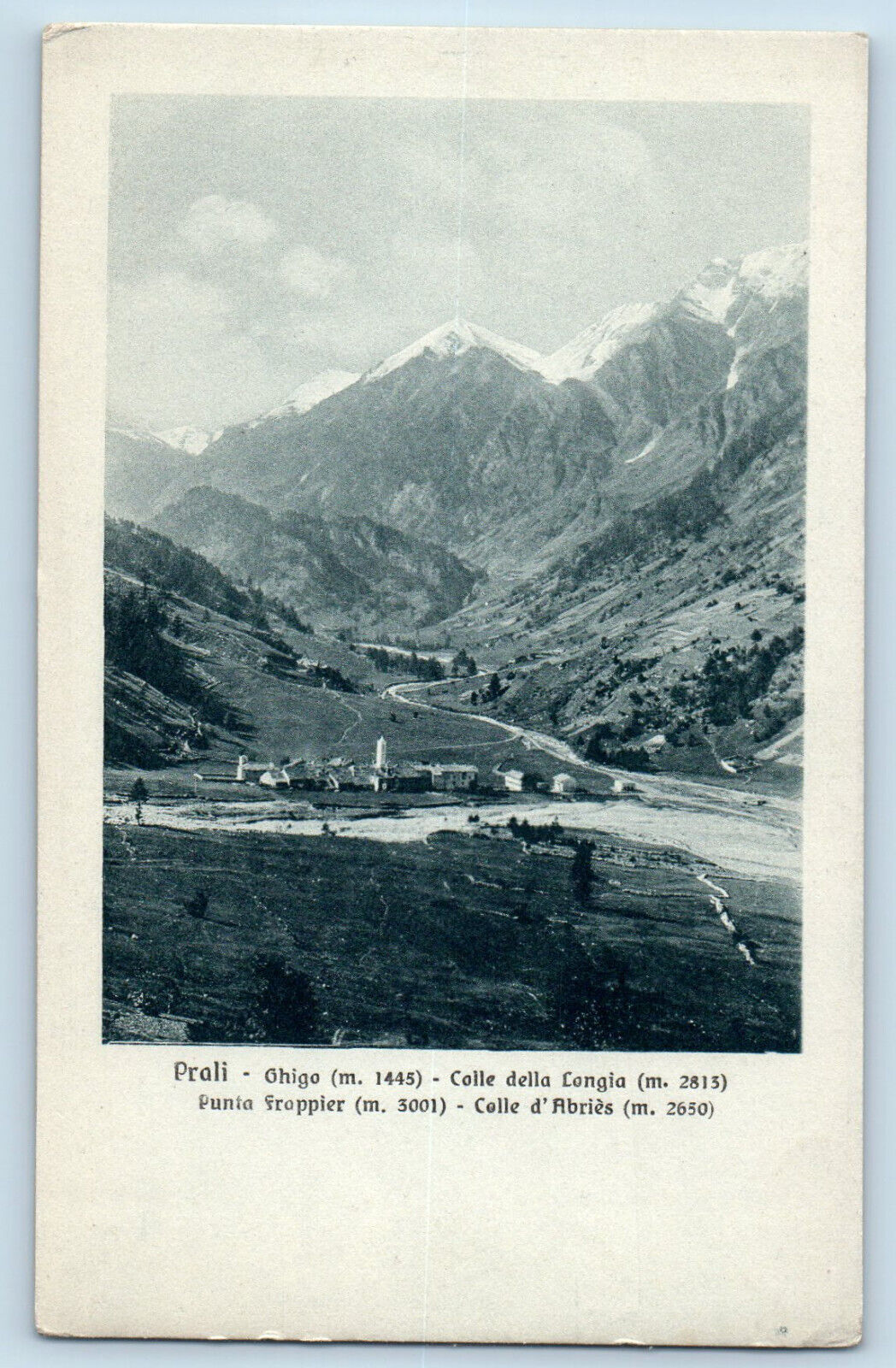 Prali Piedmont Italy Postcard Colle Della Longia Abries c1910 Unposted Antique