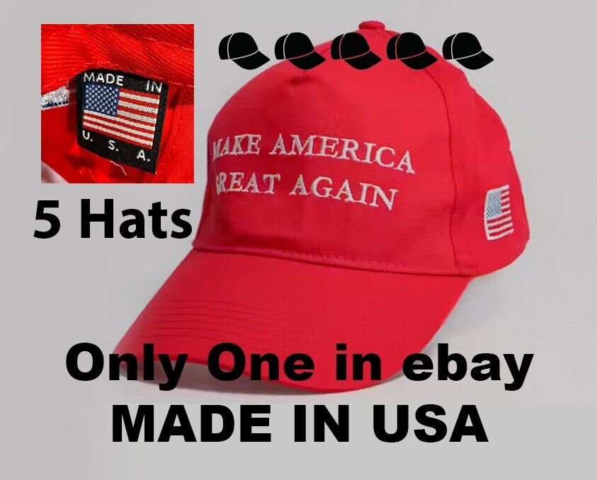 5 Hats Made In USA Trump 2024 MAGA RED Vintage Cap Make America Great Again