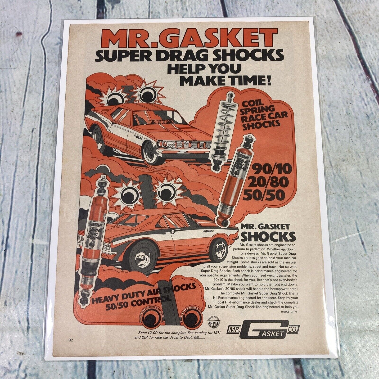 Vtg 1971 Print Ad Mr Gasket Super Drag Shocks Coil Spring Magazine Advertisement