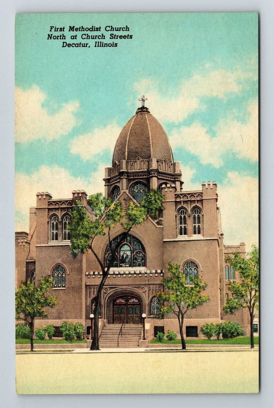 Decatur IL-Illinois, First Methodist Church, Religion Outside, Vintage Postcard