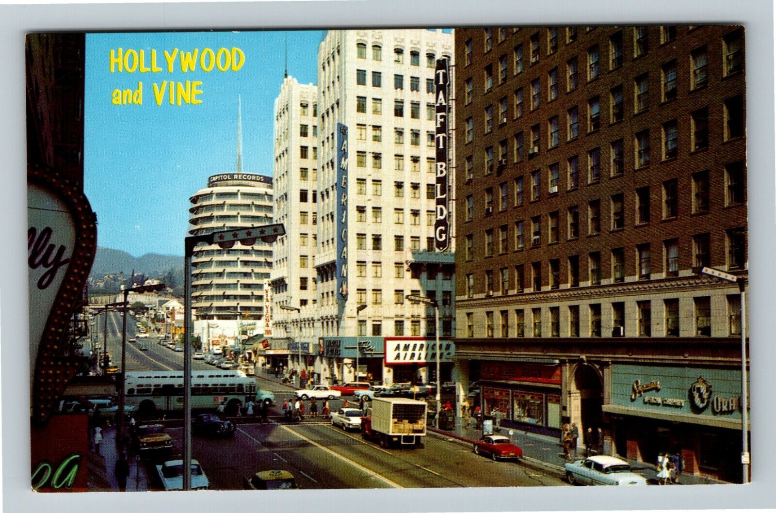 Hollywood CA-California Hollywood and Vine Glamorous Streets Vintage Postcard
