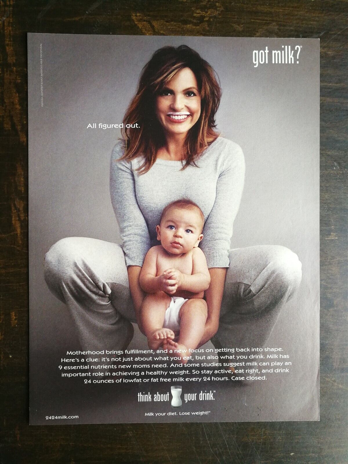  2007 Mariska Hargitay with Baby Got Milk? - Full Page Original Color Ad