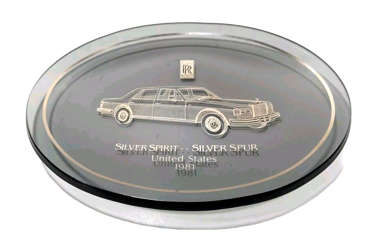 RARE Rolls Royce 1981 Silver Spirit/Spur Dealer Gift Smoke Glass Plate Dish USA