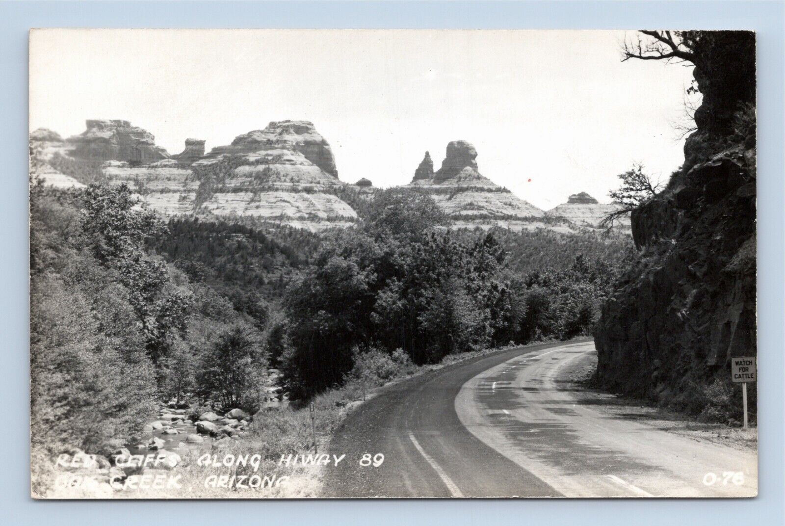 RPPC Red Cliff Along Highway 89 Oak Creek Arizona Unposted Real Photo Postcard