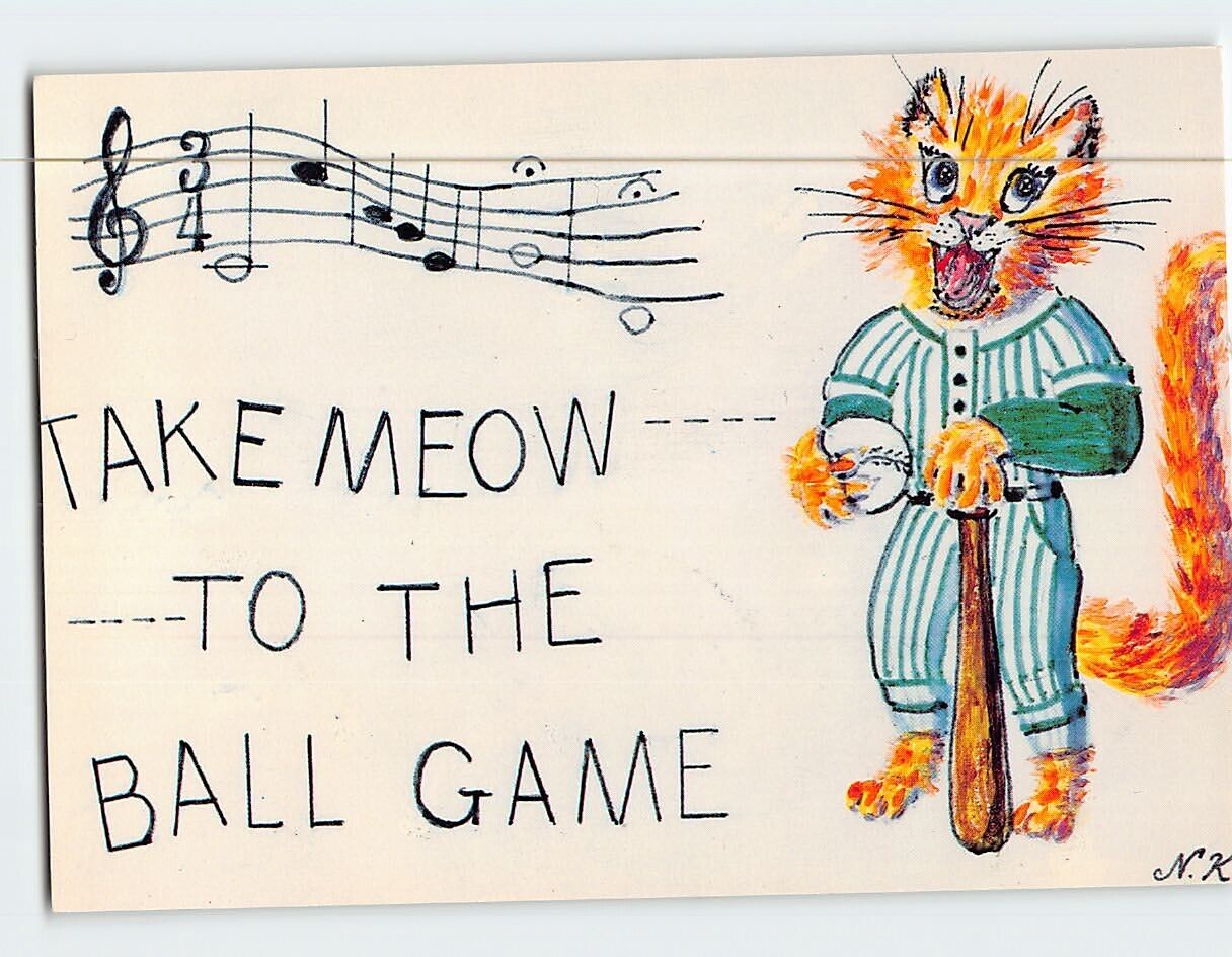 Postcard Take Meow To The Ball Game By Nell K. Vance
