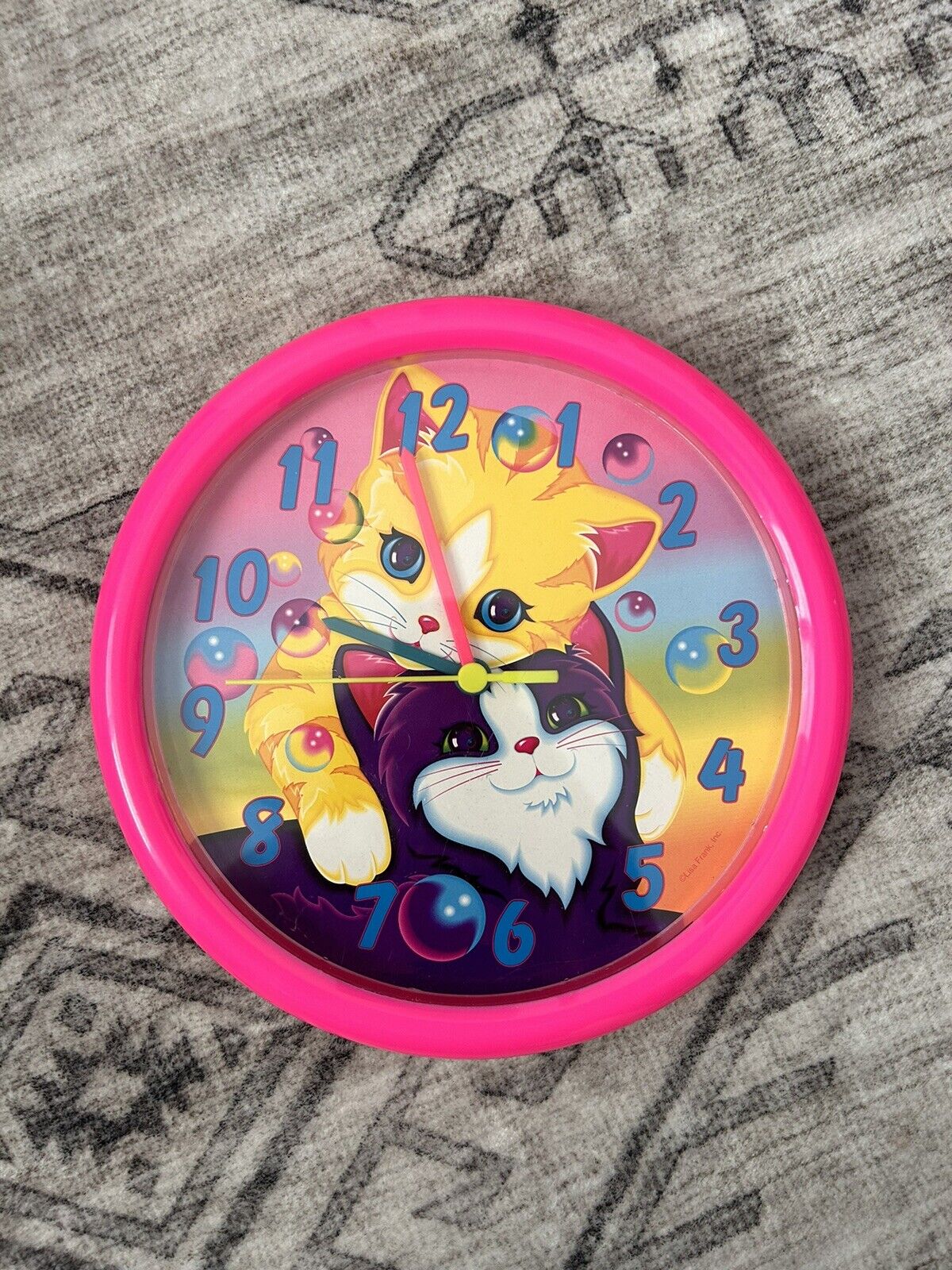 RARE Vintage Lisa Frank 90s Wall Clock Playful Kittens And Cats