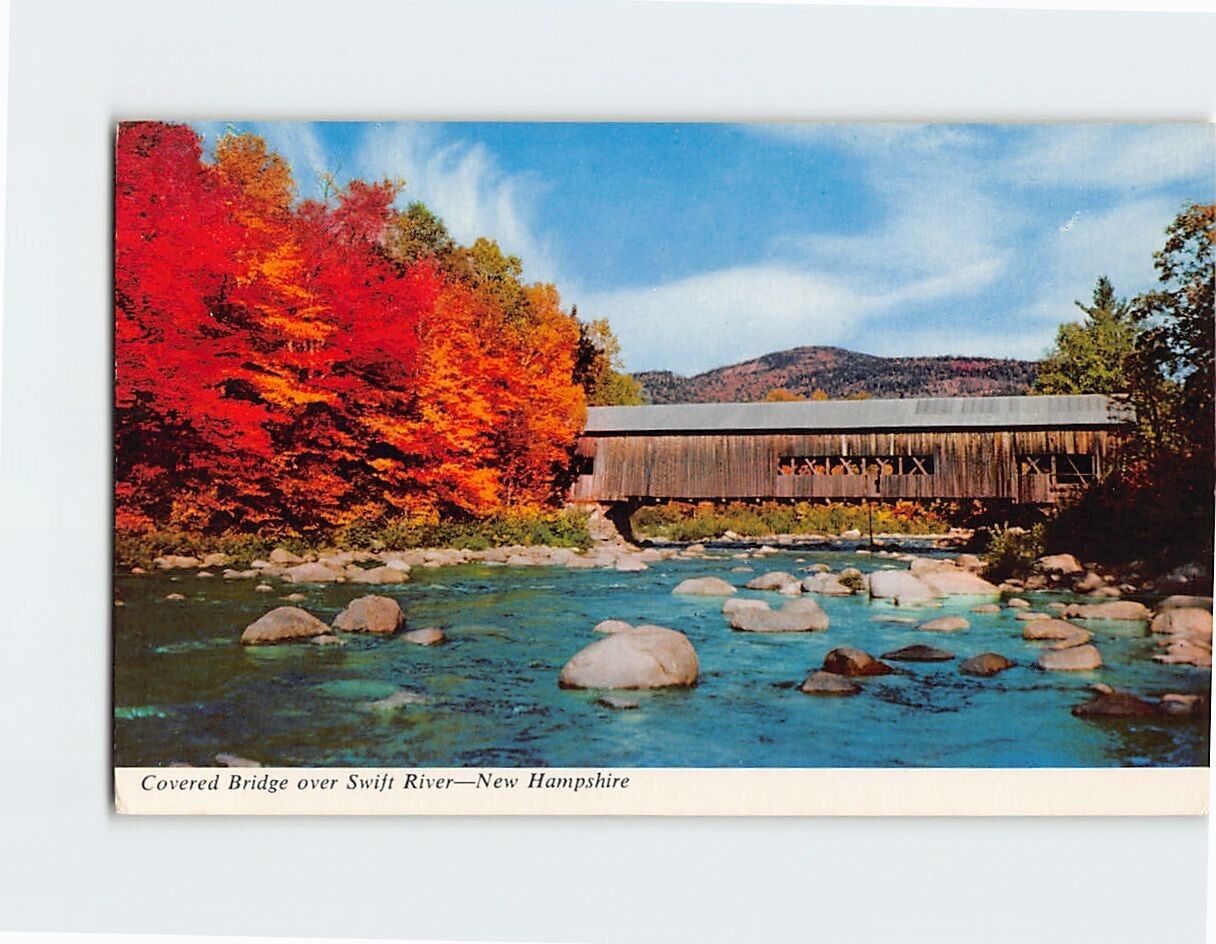 Postcard Covered Bridge Swift River Passaconaway New Hampshire USA
