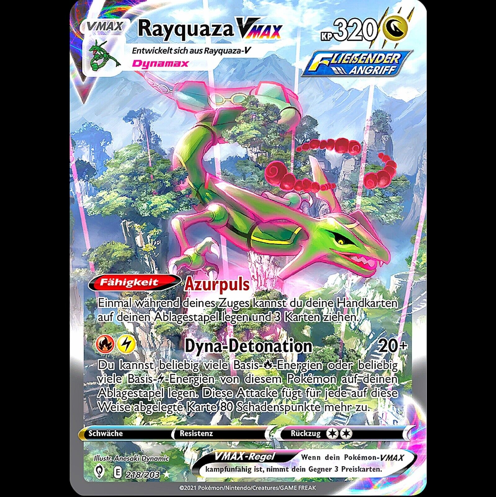 Rayquaza Vmax Alternative Artwork 218/203 Dragon Change German - Pokemon Cards