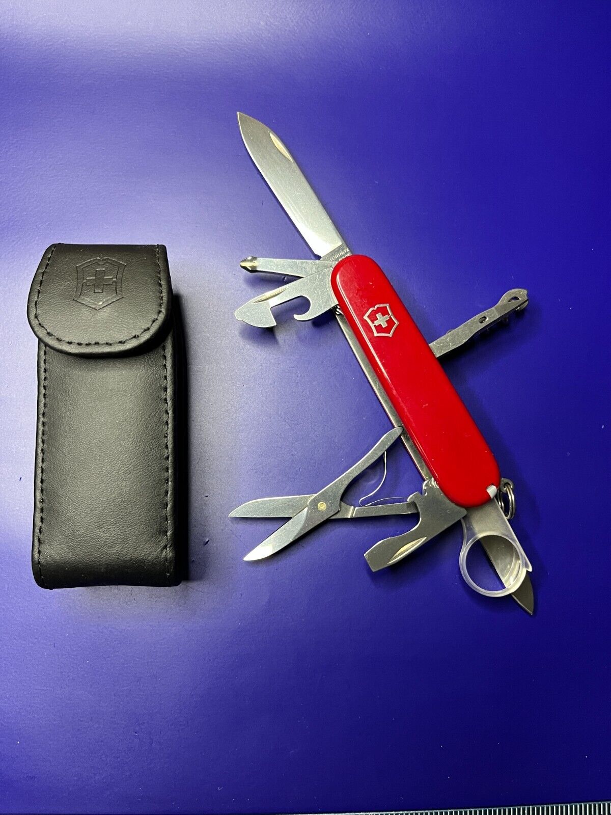 Victorinox Explorer Red Swiss Army Knife w/ Magnifying Glass and Case