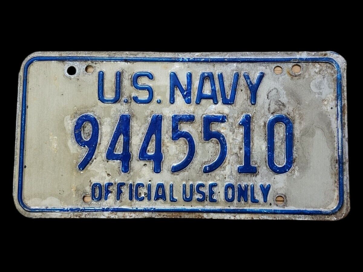 Authentic 1960s US Navy License Plate Vietnam War Military Vehicle American Navy