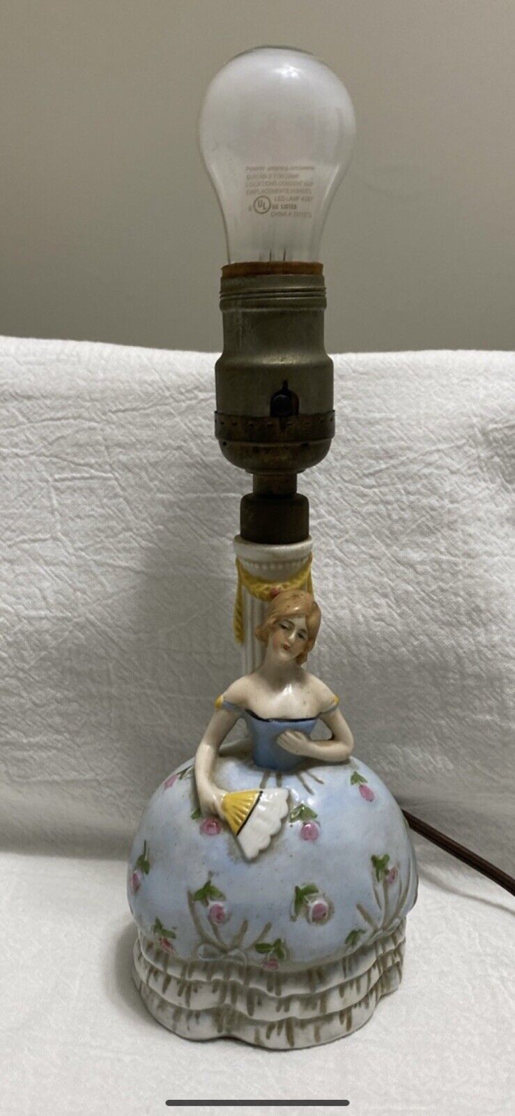 Antique 1920s - 1930s Porcelain Boudoir Victorian Lady Lamp Germany ~Works