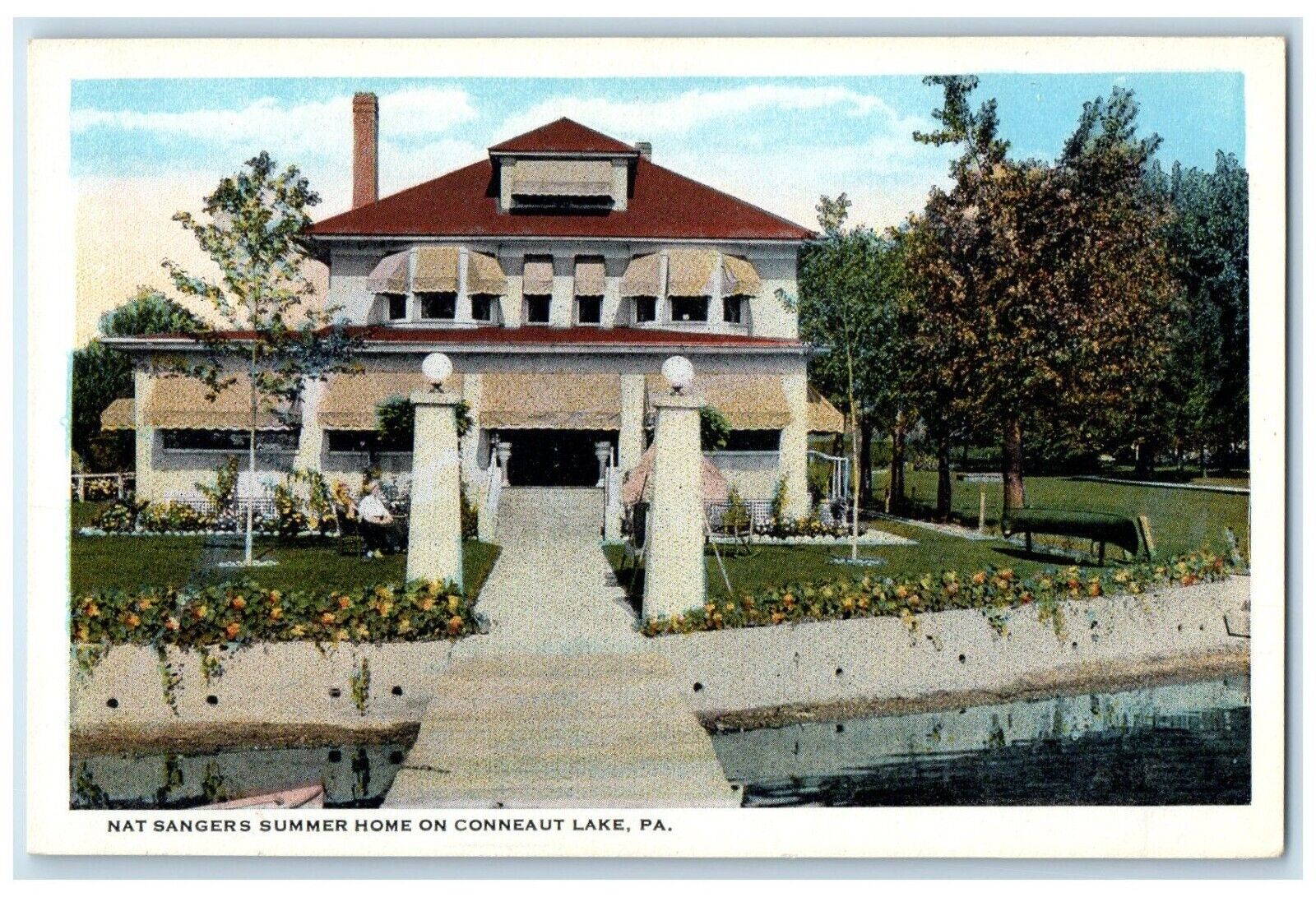 c1930's Nat Sangers Summer Home On Conneaut Lake Pennsylvania PA Postcard