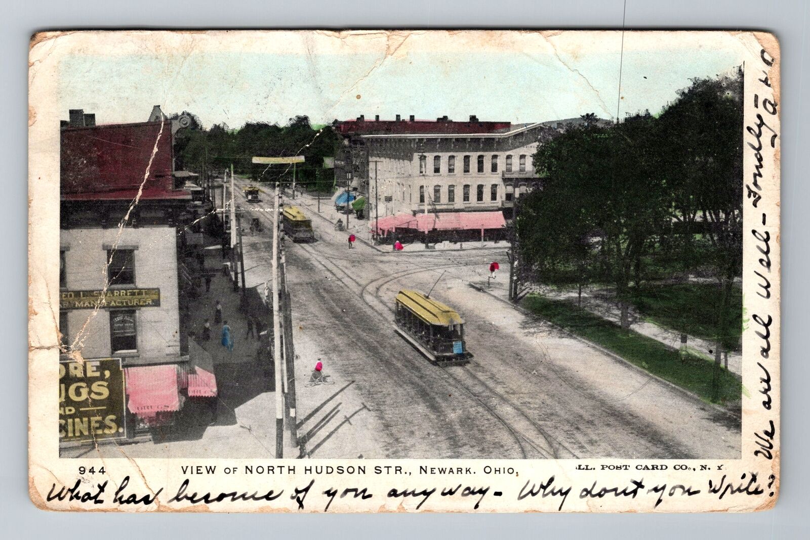 Newark OH-Ohio, North Hudson Street, c1905 Antique Vintage Souvenir Postcard