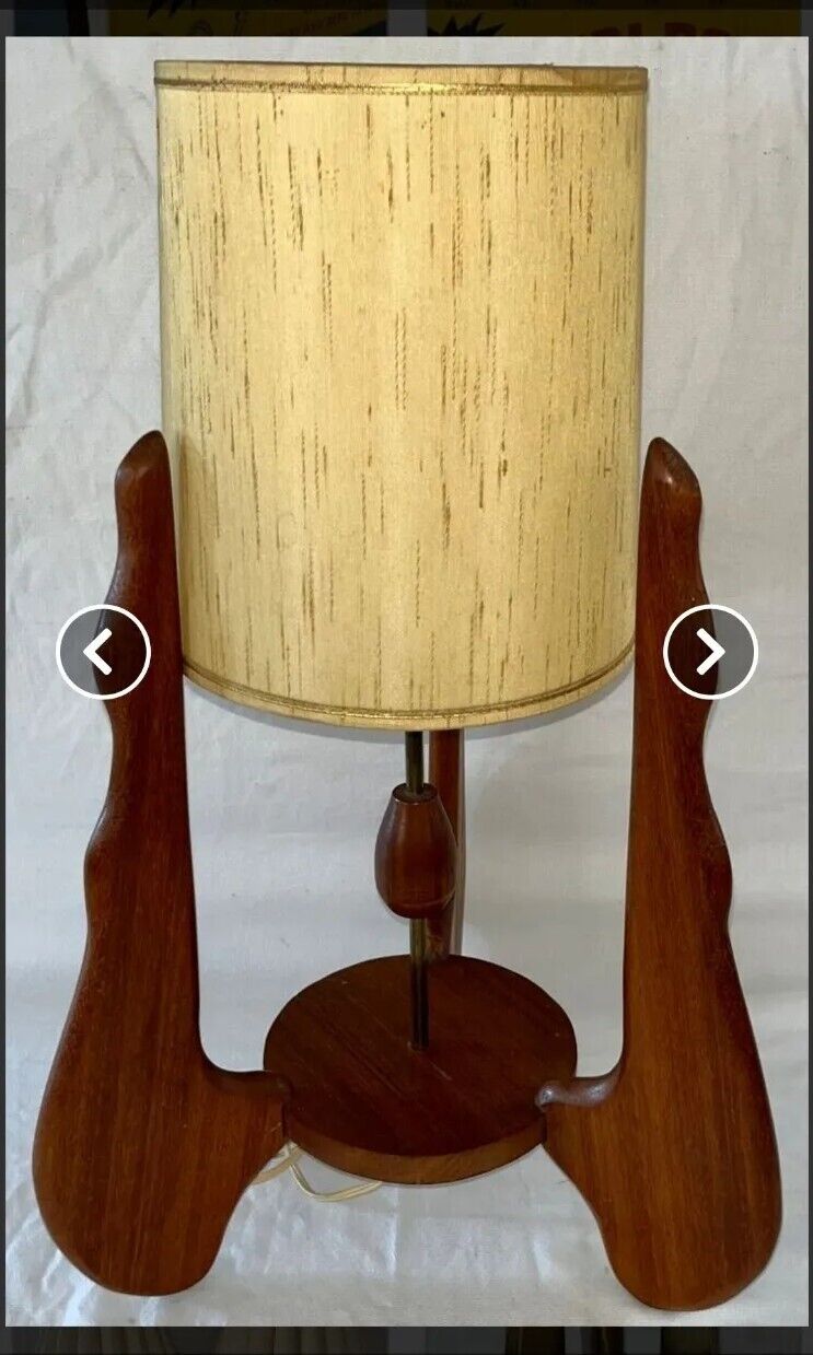 Vintage MCM Teak table lamp