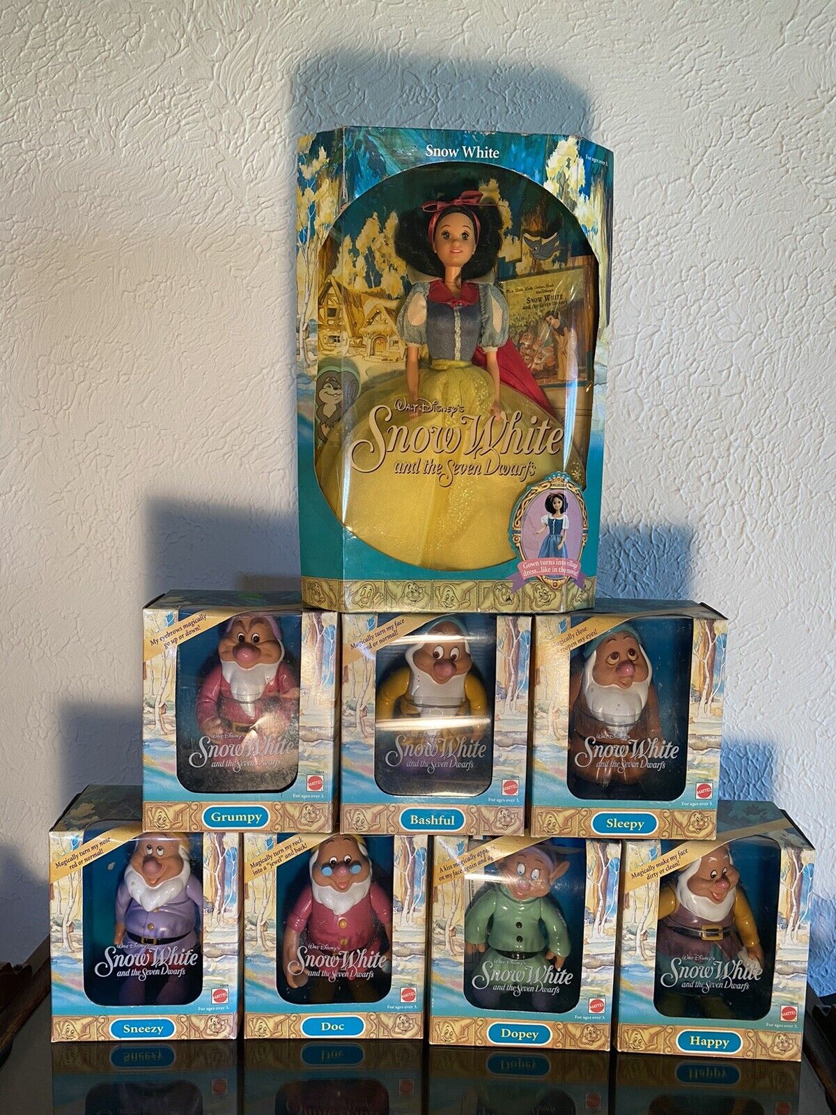 VTG 1992 Mattel Disney Snow White & The Seven Dwarfs Figures Complete Set NIB